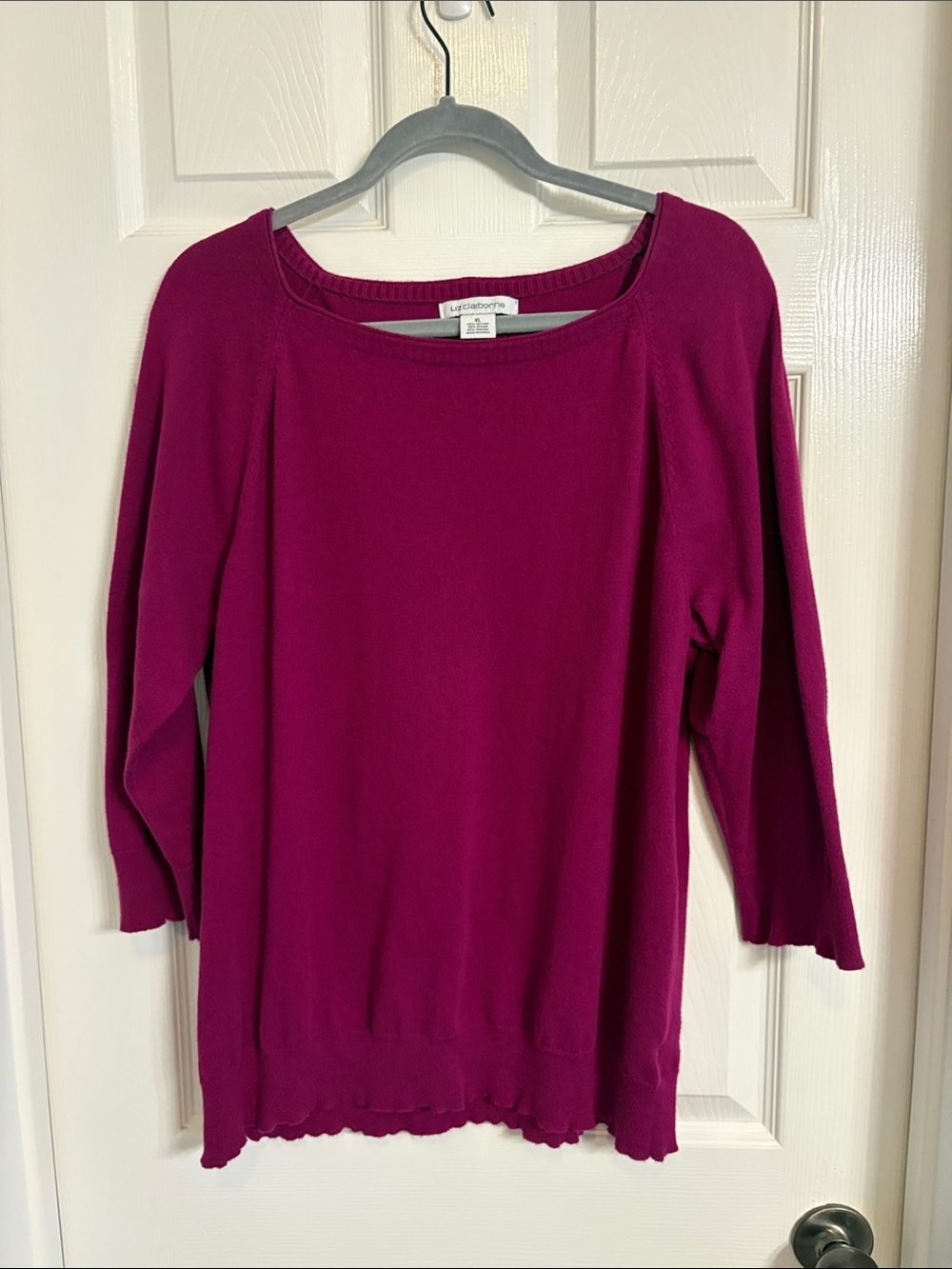 Liz Claiborne Magenta Scoop Neck Knit Sweater